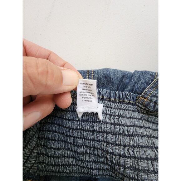 Japan Dress Womens Small Blue Cotton Denim Micro Mini Sweatheart Neckline Y2K - Picture 9 of 10